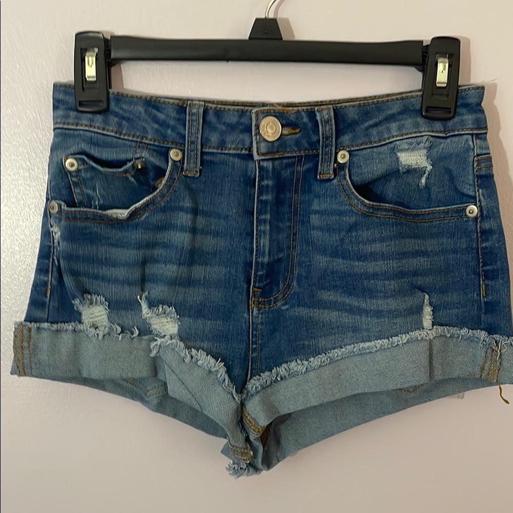 Forever 21 Blue Jean Shorts High-Waisted Distressed